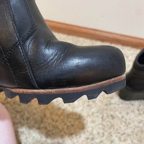 Sorel Size 7 Fiona Wedge Lux Leather Ankle Boots Black Pull On - Picture 13 of 16